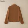 ZANZEA Lässiger Damen-Blazer mit Umlegekragen, langen Ärmeln und dünner Strickjacke