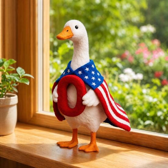 baizihuahu Decorative Ornament, USA 250th Patriotic Goose Centerpiece, Unique Appearance Figure for Household Use Home Decor