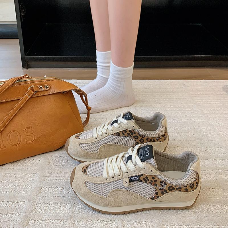 Fashion Summer New Mesh Breathable Flat Shoes Women's Round Toe Deep Mouth Front Lace-up Soft Slip Anti-Slip Athletic Casual Shoes