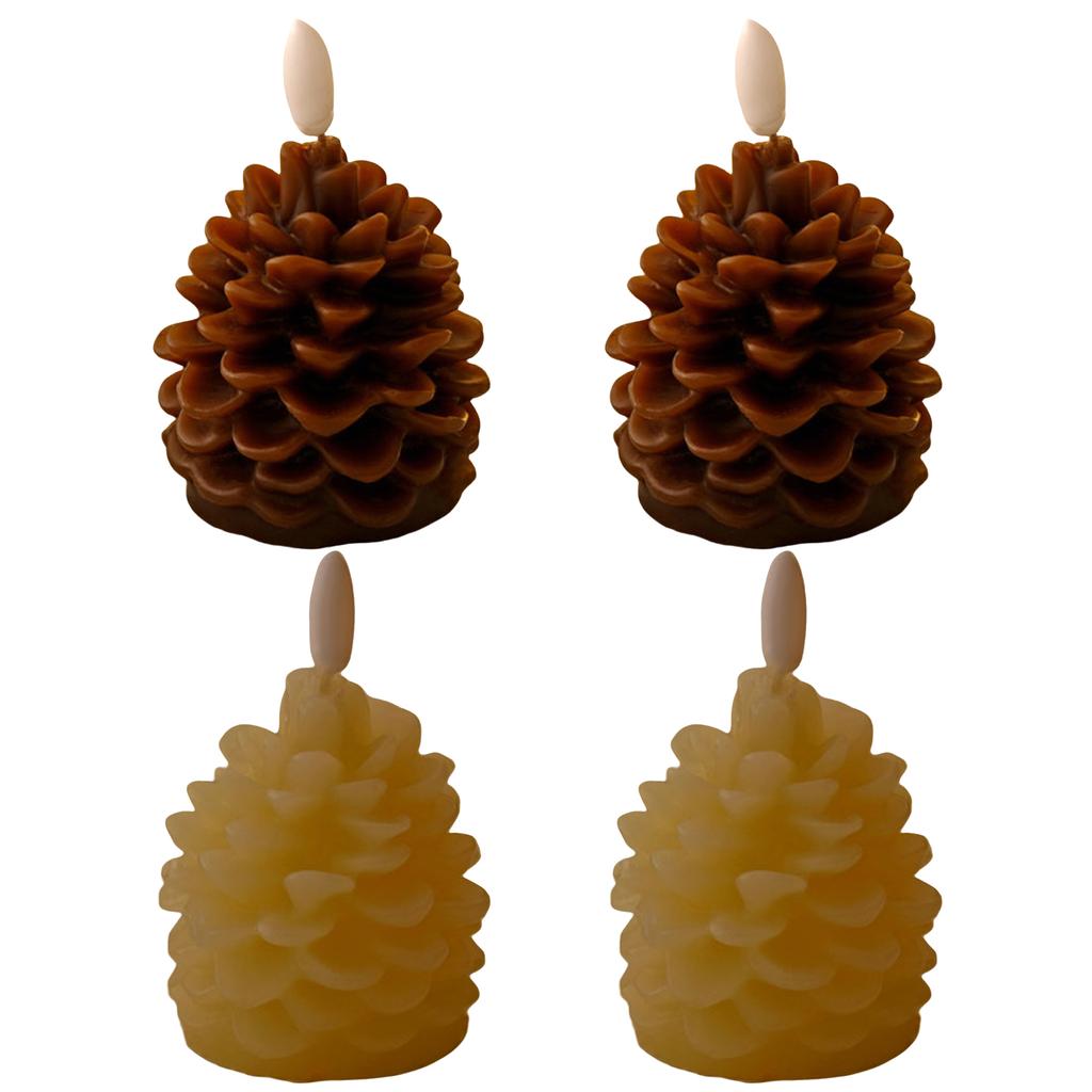 Pack of 2 LED Pine Cone Candle Pinecone Shaped Realistic Wax Candles Flameless Candle for Christmas Holiday Decoration