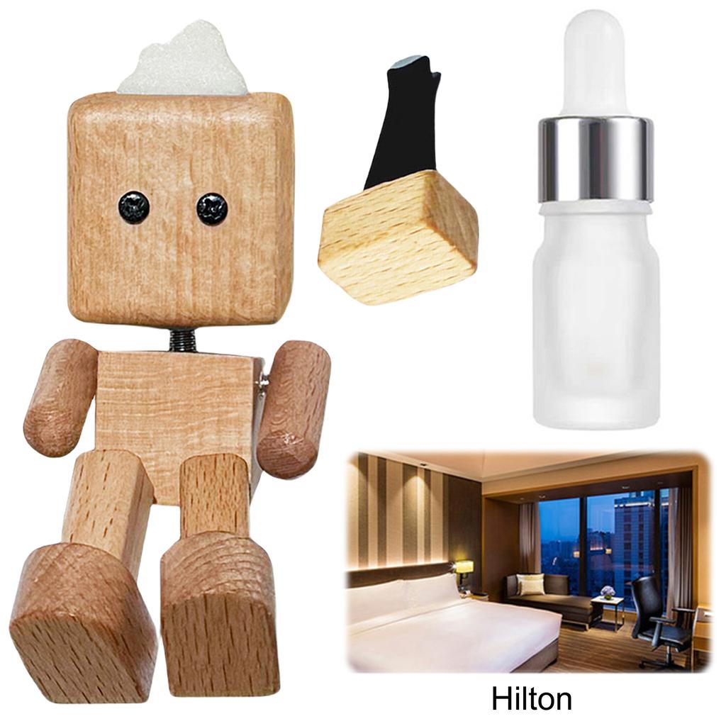 Shaking Wooden Man Fragrance Diffuser Figurine Car Decoration Small Ornaments Leg-swinging Robot Figurine Cute Wood Man Car Goo