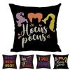Hocus Pocus Cushion Cover Halloween Themed Home Decor Soft Linen Material Machine Washable 18x18 Inches
