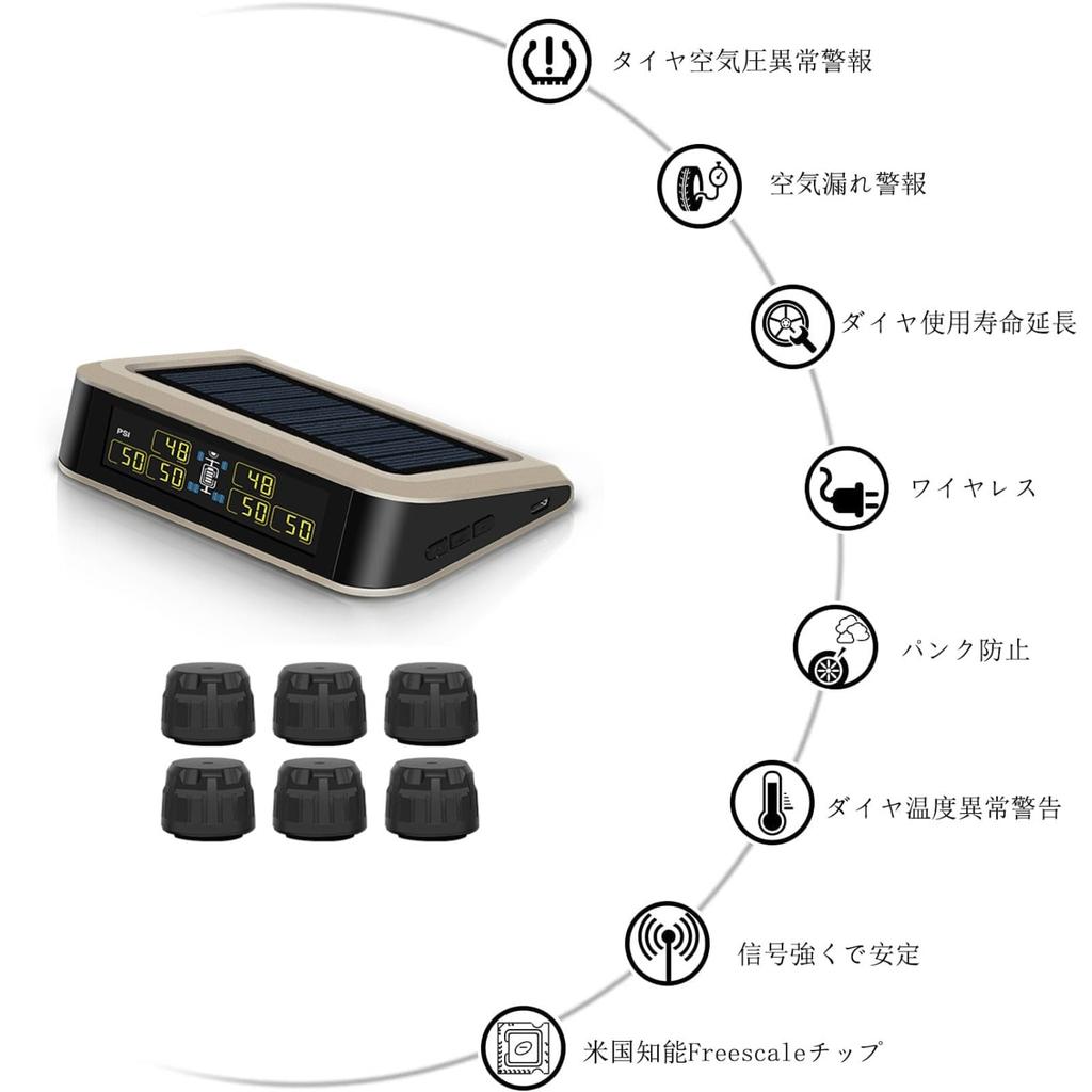 Obest Tire Pressure Sensor, 6 Wheels, TPM, Air Pressure Sensor, High Performance Chip, Pressure