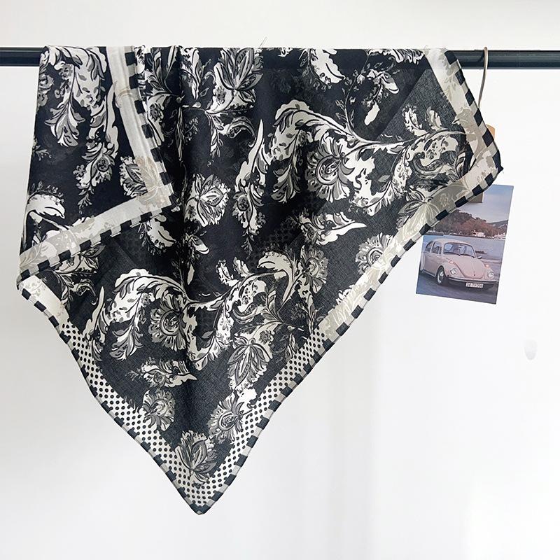 New silk wool feel small square scarf silk scarf classic decorative scarf scarf spring and summer thin soft decorative headscarf