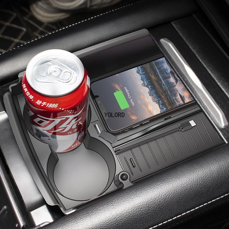 10W QI Wireless Charger With Cup Holder For Tesla Model S X 2017-2021 Accessories Charging Pad Car Center Console