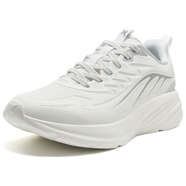 Xtep Simple Comfortable Shock Absorbing Lightweight Low Top Casual Running Shoes Women sneaker Sail-White Moonstone-Grey 975318110082-3