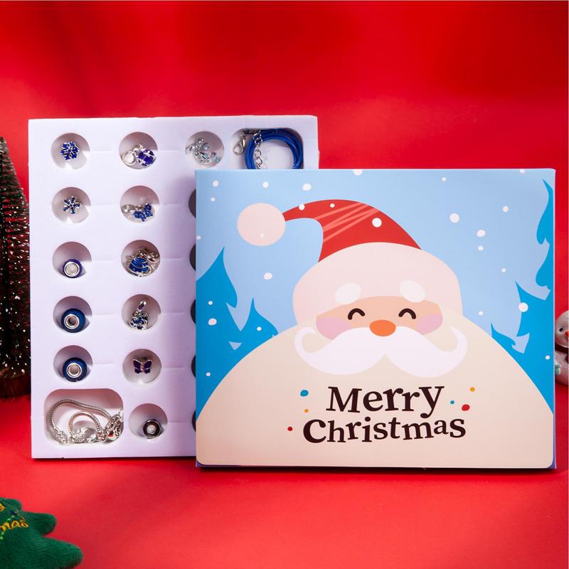 Armband-Bastel-Adventskalender für Frauen 24 Tage Countdown-Kalender Blaues Armband-Bastelset Stilvolles Schmuck-Bastelset