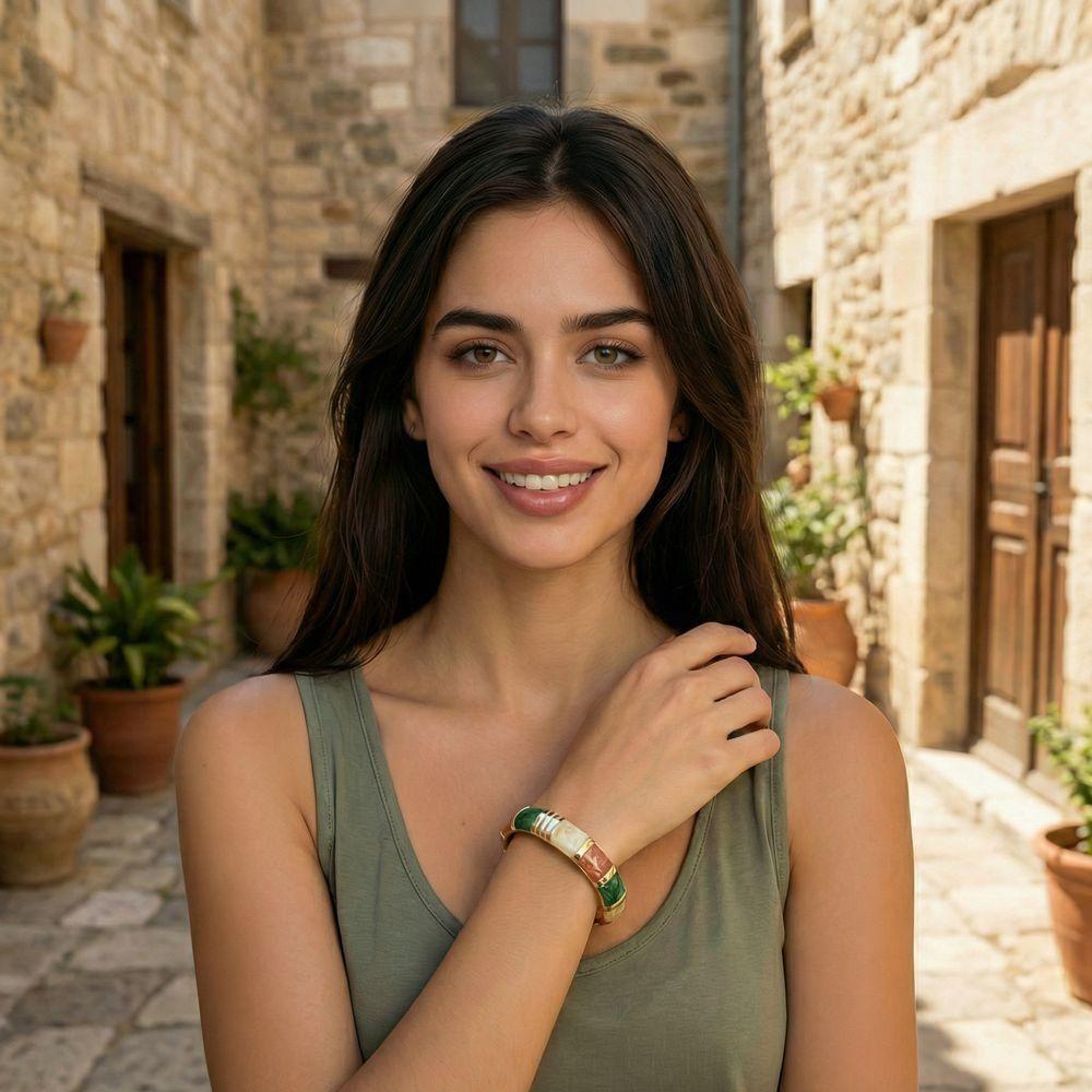 Elegant Enamel Cuff Bangles Wide Geometric Bracelet Personality Bohemian Drip Oil Bracelet  Women