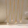 Ins Minimalist Stainless Steel Plated 18k Gold Horse Eye Zircon Twist Chain Necklace Water Drop Oval Pendant Collarbone Chain