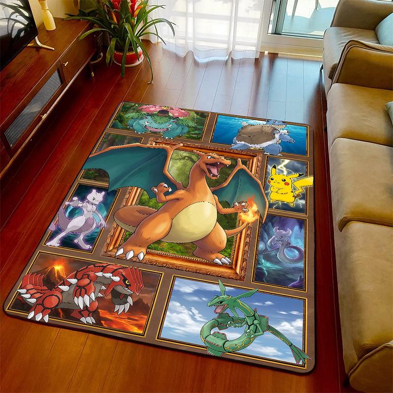 Pokemon Interior Rug Carpet Anime Floor Mat Soft Touch Anti Slip Bottom for Bedroom Living Room -QJY