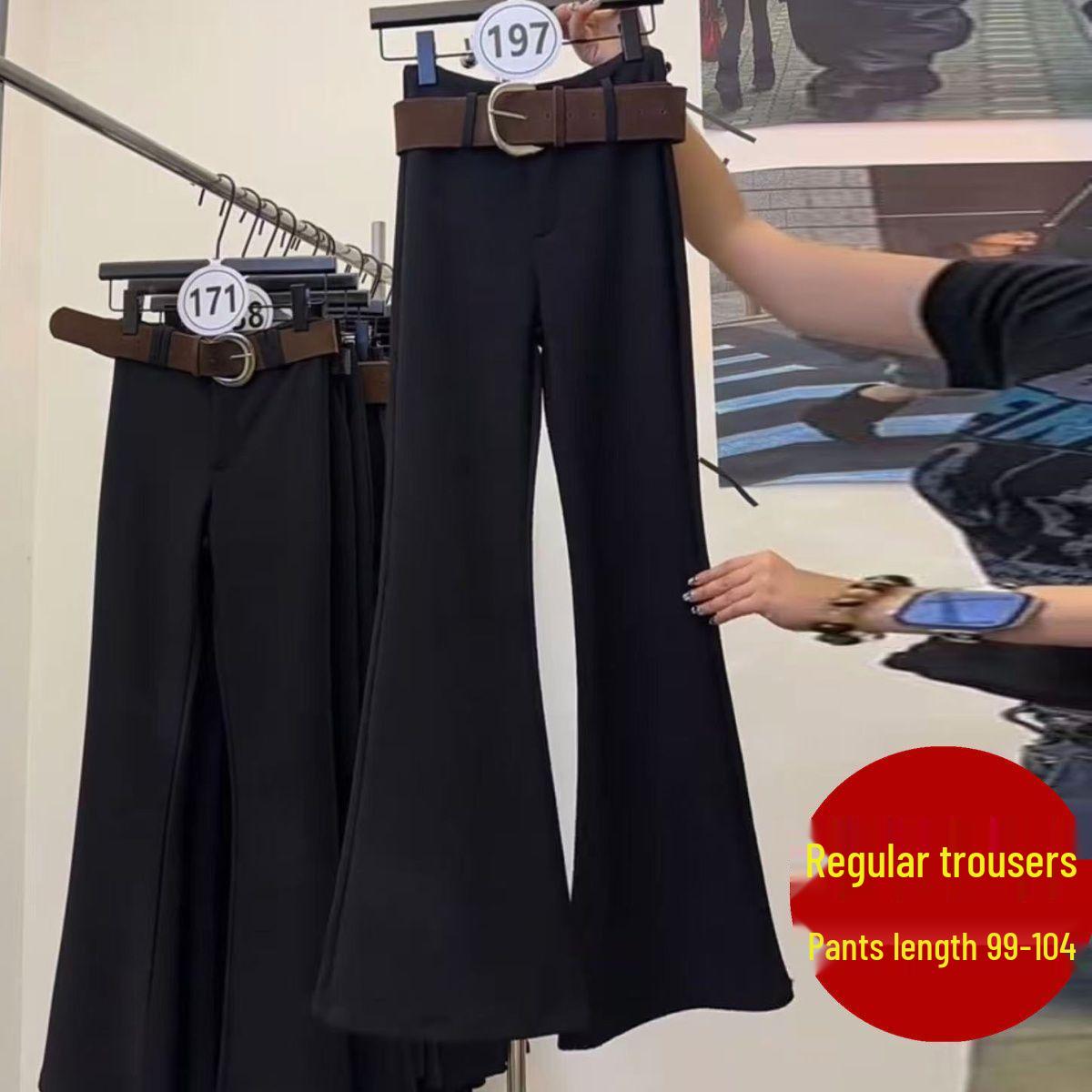 

Women s Black Velvet Micro Flare Pants - 2025 Autumn/Winter High Waist Slimming Petite Style S for 80-95 lbs