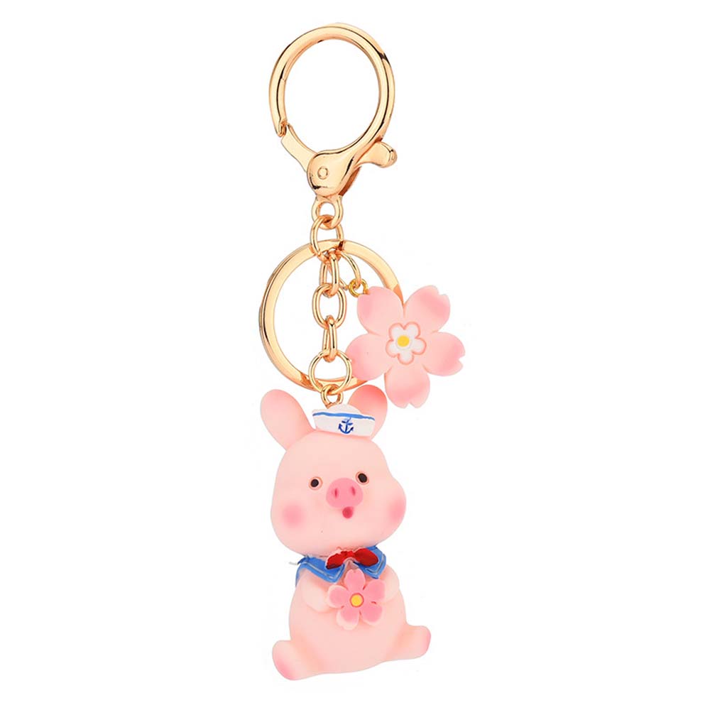 

Women Keyring Jewelry Accessories PVC Metal Car Pendant Cartoon Key Rings Bag Charm Pig Keychain B