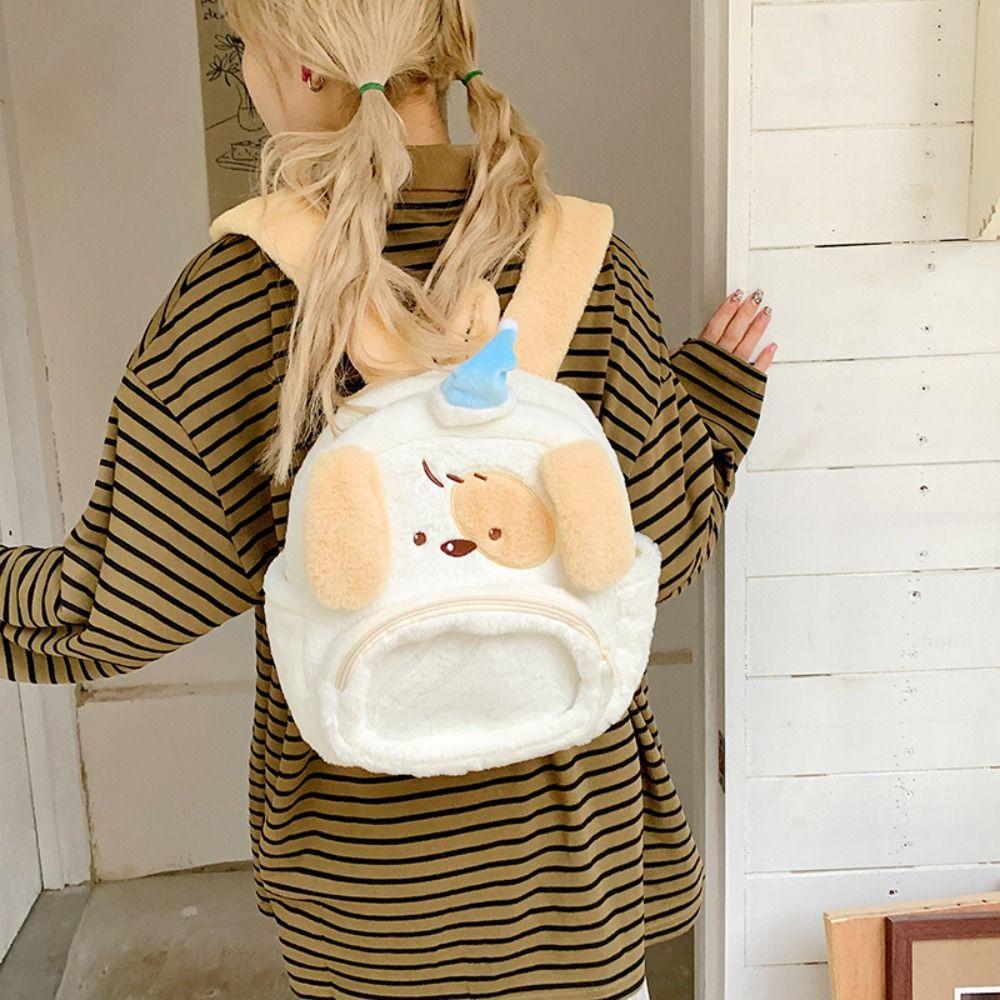 Stuffed Sleep Dog Plush Backpack Animal Cartoon Bear Plush Bag Bear Storage Bag  Female Lady Girl
