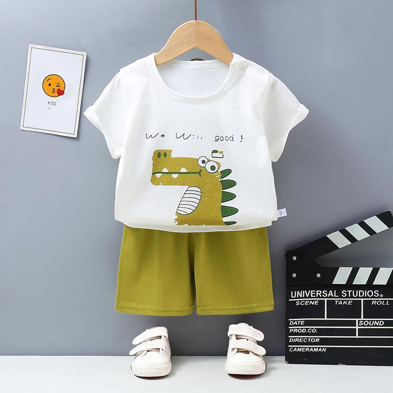 Korean Style Summer Cotton Outfit: Boys' Shorts and Girls' Short-Sleeve Set