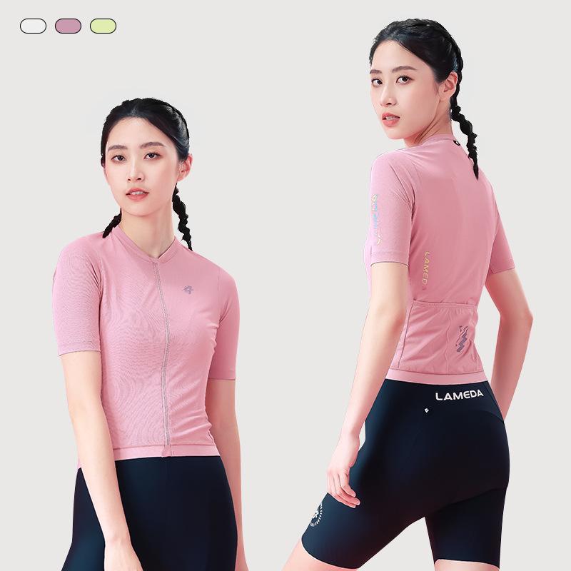 

Женская облегающая быстросохнущая велосипедная джерси Lampaida - Дизайн Разноцветные перья , короткий рукав, для весенне-летнего катания на горном и шоссейном велосипеде. L