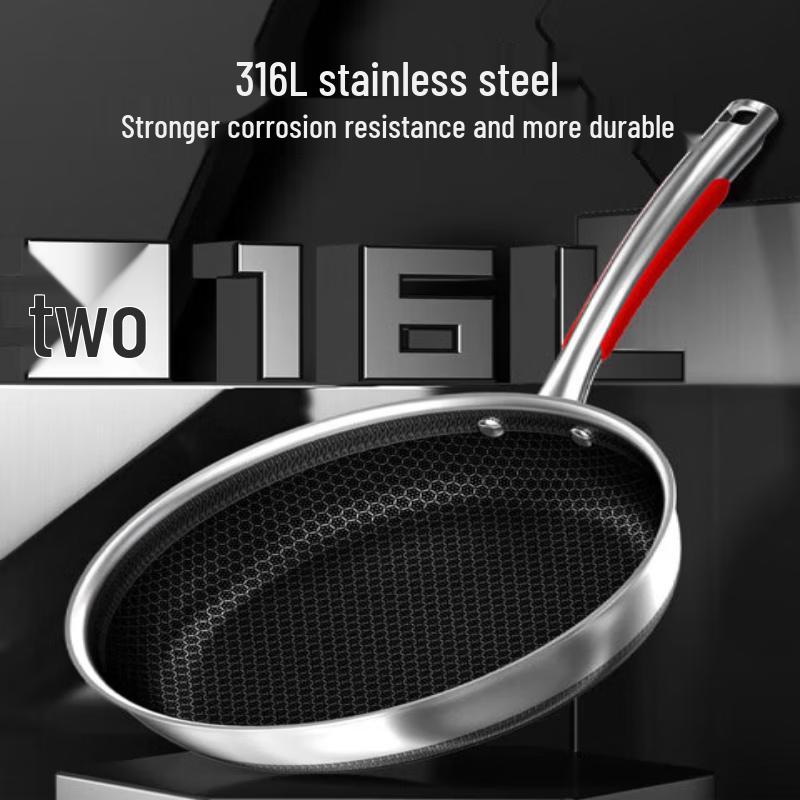 KOBACH 316L Stainless Steel Non-stick Double Honeycomb Frying Pan