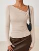 2026 Women's One-Shoulder Swing Neck Off-the-Shoulder Slimming Long Sleeve Top