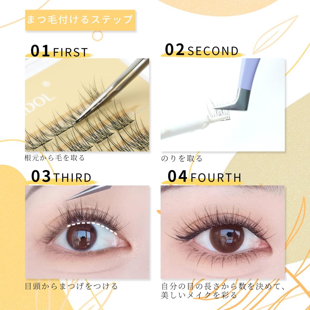 LASHIDOL False Eyelashes Eyelash Natural Fibers (Partial Application, Extensions, DIY, Look, Popular) - Reusable, High-Quality (NO.09 Daily)