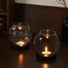 Glass Candlesticks Transparent Round Tealight Retro Candle Holder  Dinner Table Decoration