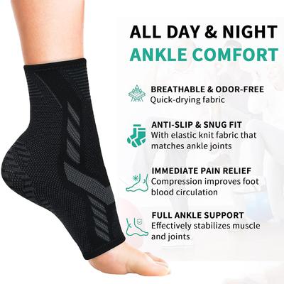 1Pcs Ankle Brace For Pain Relief Compression Sleeve Stabilizing Support For Men Women Plantar Fasciitis Arthritis