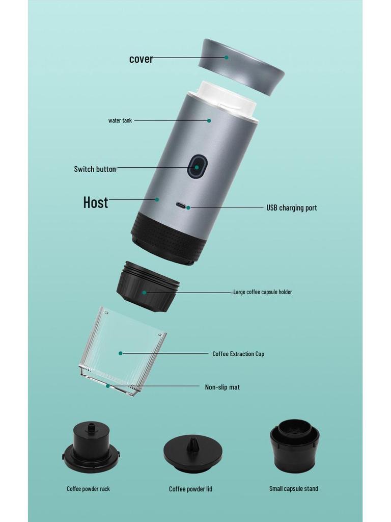 Compact 3-in-1 Espresso Coffee Maker: Capsule, Powder, & Portable Mini Size