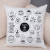Coffee Time Cushion Cover Colorful Stacked Cup Design Polyester Bedroom Decor Throw Pillow Case