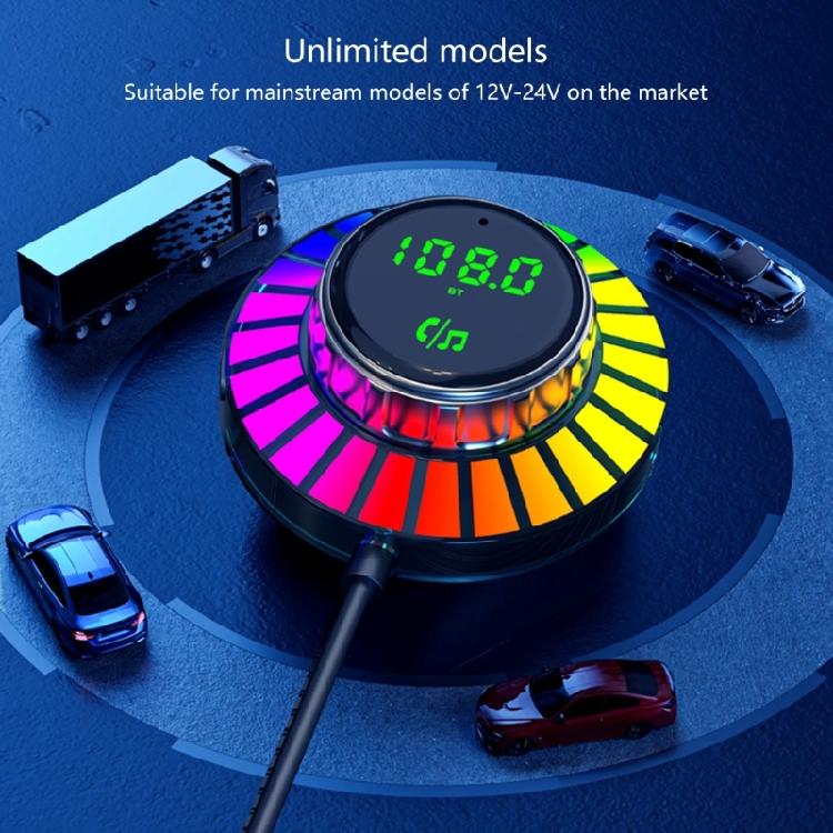 Wireless FM Transmitter Car Adapter with Fast Charging & Voice Activation for Convenient Use Seamless Music Safe Driving