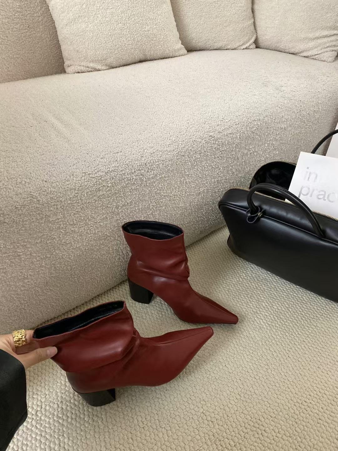 

Модные женские ботильоны с острым носком 2024 года, новые поступления, модные вечерние красные/черные ботинки челси без застежек, короткие ботинки, модные зимние ботинки 245 красный