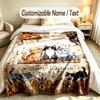 Cat Theme Soft Blanket Personalized Custom Name Text Print Warm Blanket Home Sofa Bedroom Decor
