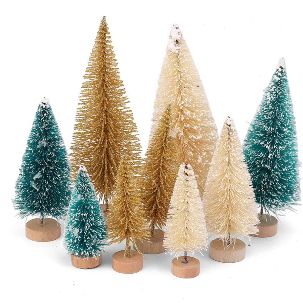 

9/36 шт. Мини-рождественская елка, искусственная миниатюрная сосна, деревянная основа, рождественские настольные украшения, сделай сам, украшение для новогодней вечеринки 36PCS(4sets)