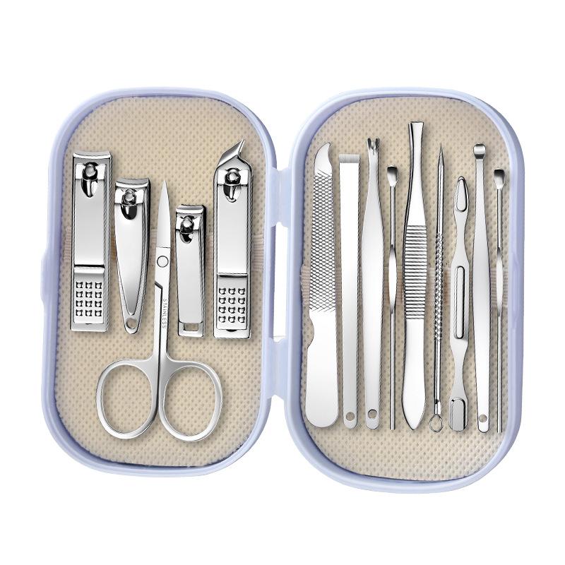 14 PCS Stainless Steel Nail Clipper Set With Case, Portable Manicure Pedicure Kit Including Nail Trimmer And Scissor, Travel Grooming Tools