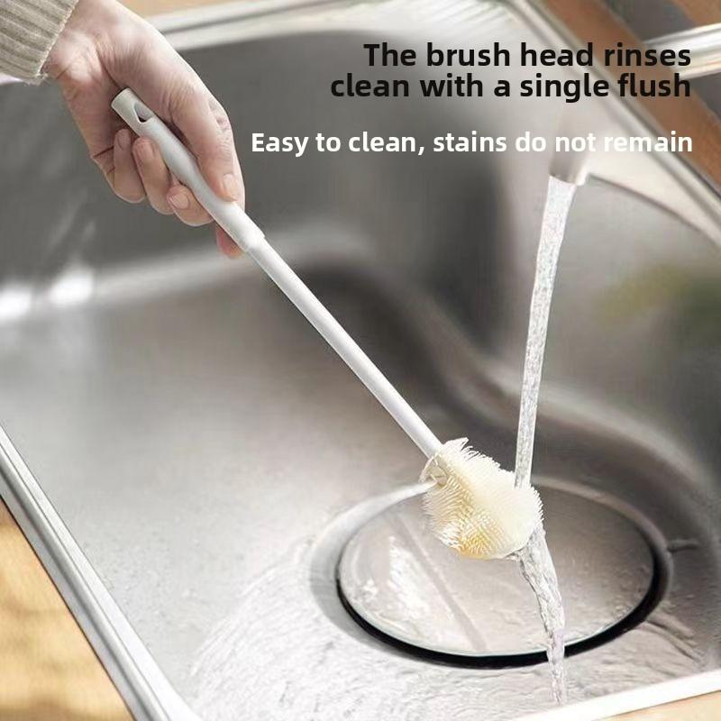 Tassenbürste mit langem Griff, Haushalts-Babyflaschenbürste, Tassendeckel, Weinglas, Reinigungsbürste für Flaschenzwischenräume, Thermosbecher-Reinigungsbürste
