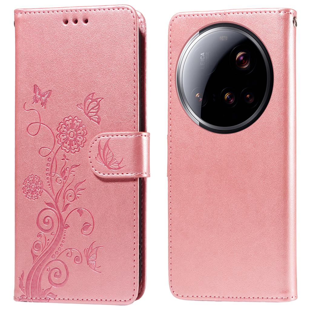 For Xiaomi 15 Ultra Case Butterfly Floral Imprint Wallet Stand Leather Phone Cover