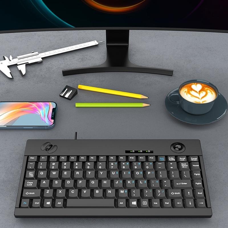 Industrial 88Key Slim Profile Keyboards With Opticals Trackings Ball 3 Button Mouse Ergonomic Waterproof USB Wireds Design