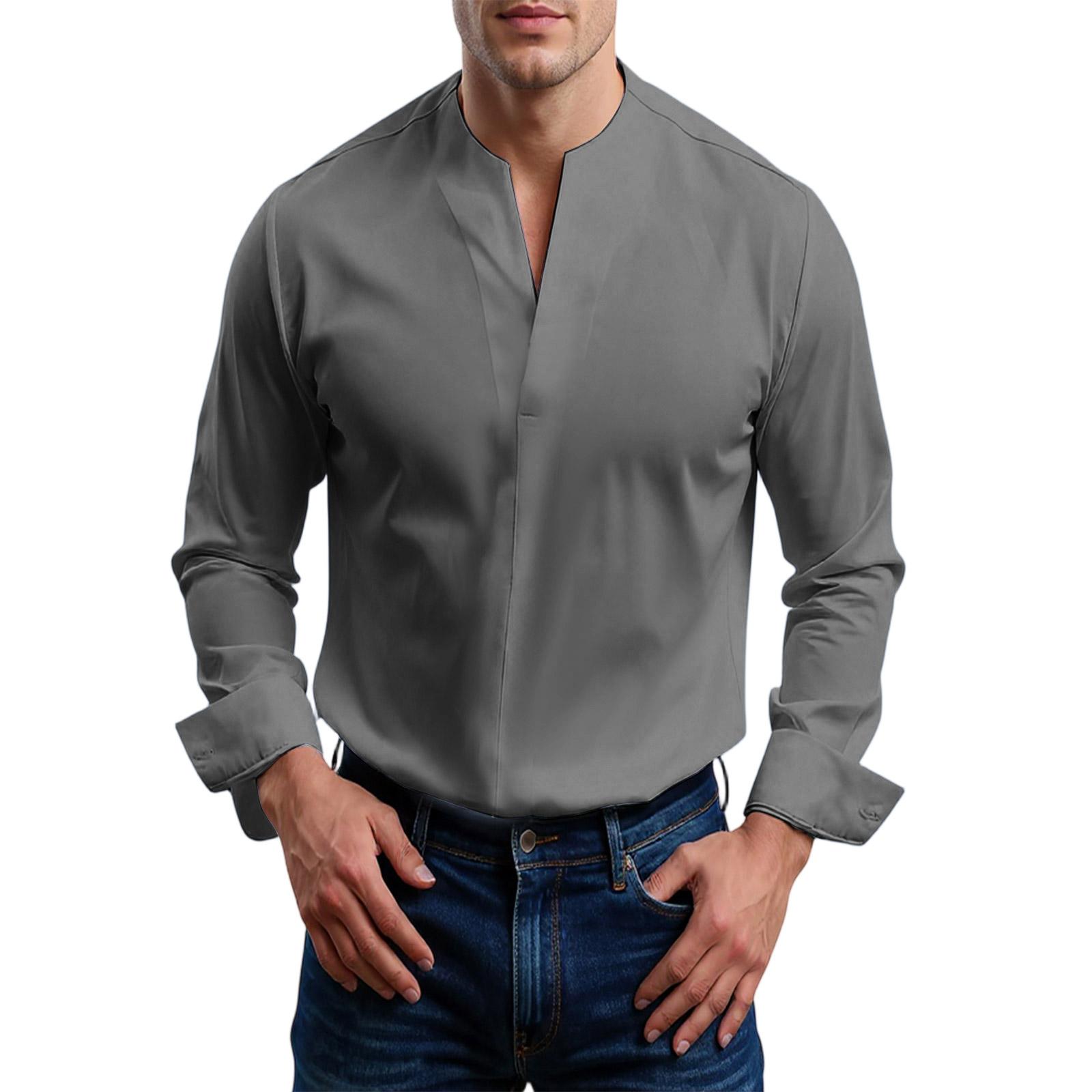 

Men s Temperament Solid Color Dangling Shirt XXXL