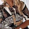 Shirt Dress Leopard Print Roll Up Sleeve Women Waist Tie Lapel Dress for Dating
