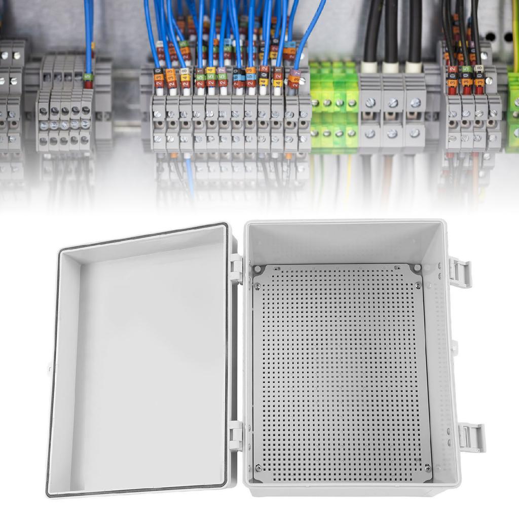 Electrical Junction Box Plastic Buckle Waterproof Project Box Electrical Enclosure with Grey Cover Mounting Plate