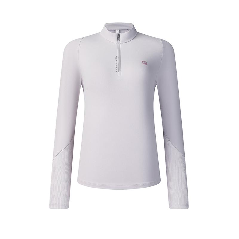 Fila Fitted Stand Collar Half-Zip Knit Long Sleeve T-Shirt Women Tops Light-Purple A11W511202FPU