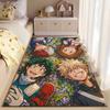 Anime Characters On Floral Carpet Suitable As a Non-slip Mat for the Living Room or Bedroom Sofa