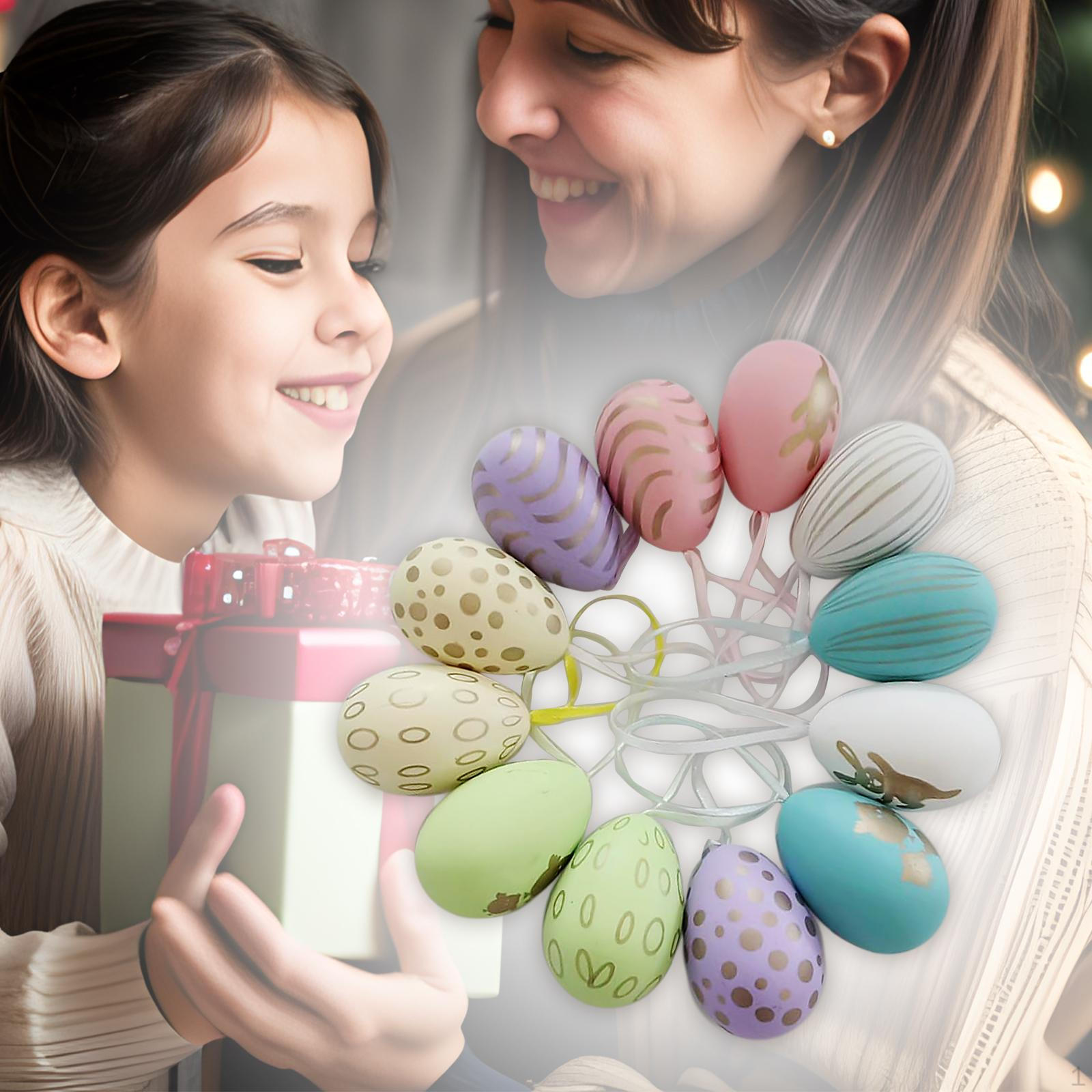 

12 шт. пасхальные яйца, украшения для яиц, красочные с веревкой для школьных проектов