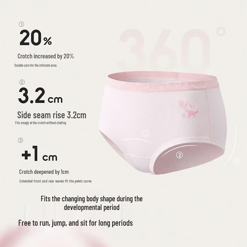 Balabala Girl's Antibacterial Breathable Briefs 3-Pack