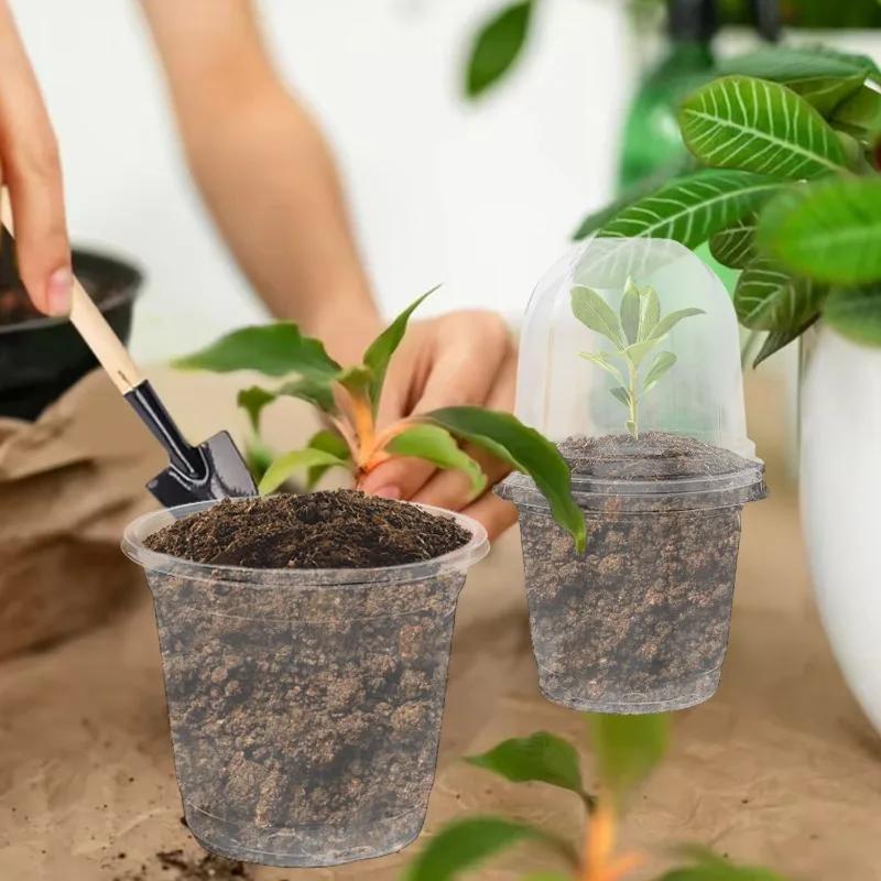 5/10PCS Clear Seedling Nursery Pots with Breathable Cover Seed Starting Grow Cup Flower Plant Containers Garden Vegetable Pot