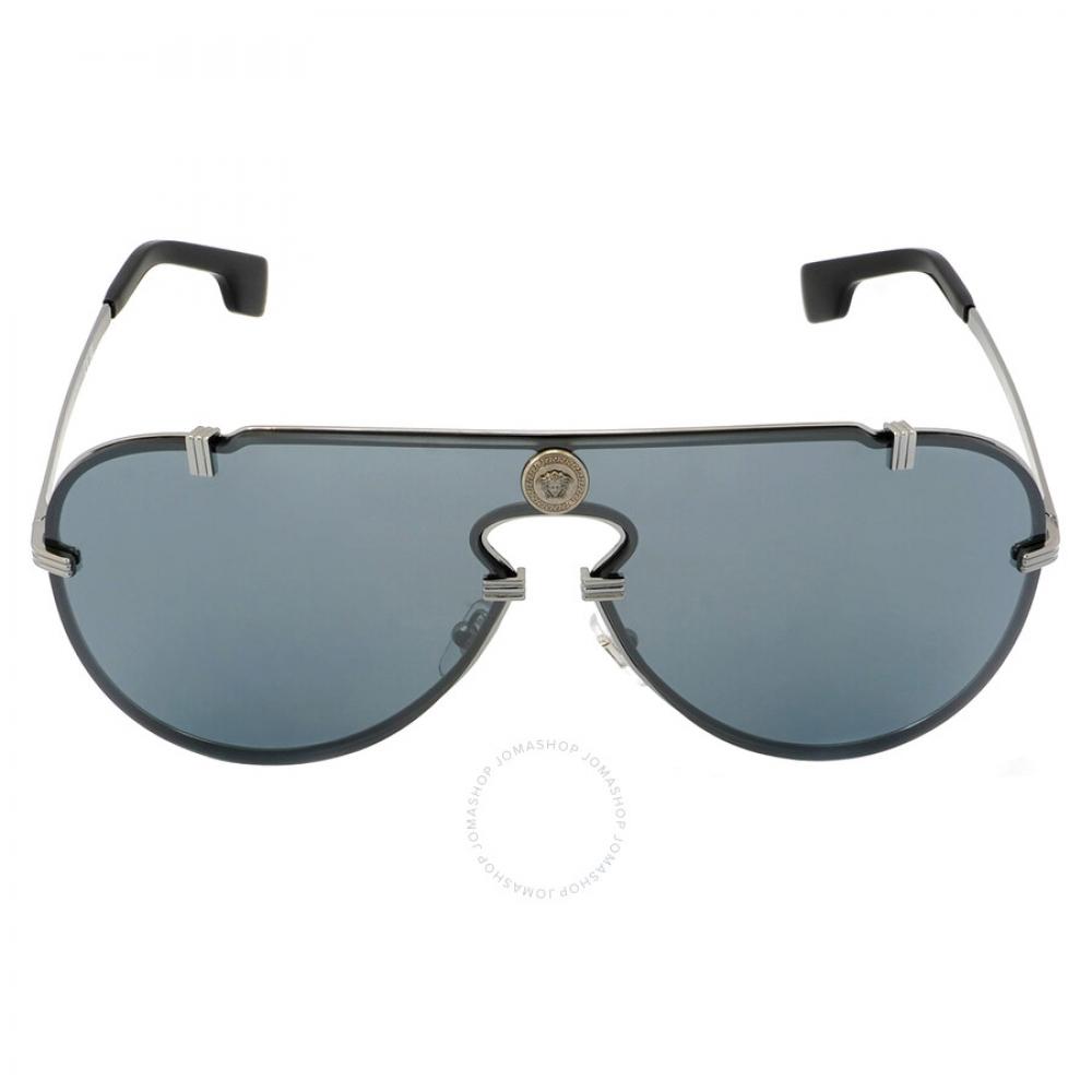 

Versace Gray Mirrored Black Shield Men s Sunglasses VE2243 10016G 43