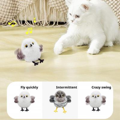Vogel Automatisches Katzenspielzeug Simulation Vogelgezwitscher Fliegende Katze Interaktives Spielzeug USB-Aufladung Berührungsempfindlich Haustierspielzeug Katzenzubehör
