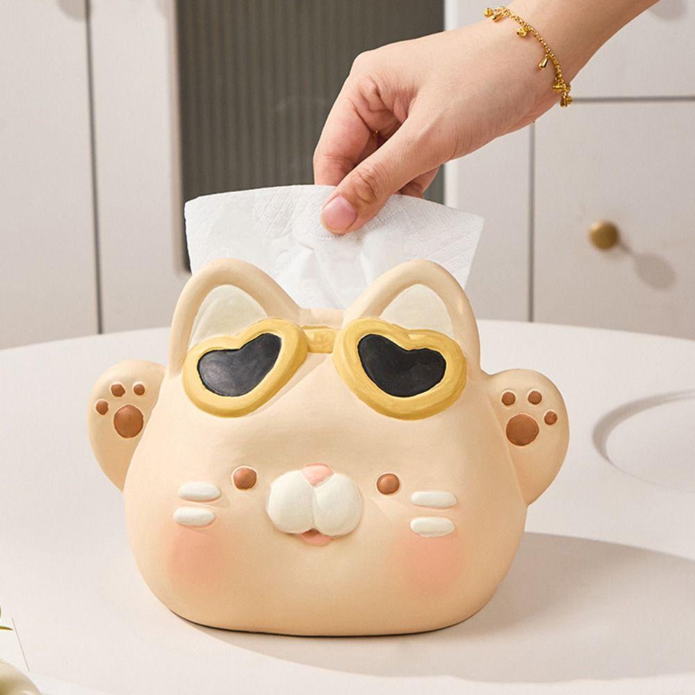 Cartoon Paper Box Ceramics Napkin Storage Box Desktop Decoration Tissue Box  Bedside