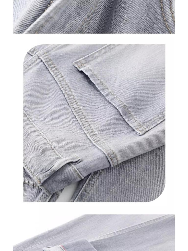 Gray High-Waisted Slimming Petite Wide-Leg Jeans for Women, Nine-Point Length, Perfect for Autumn and Spring 2025