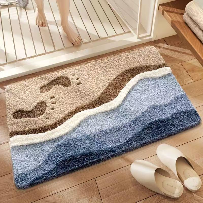 Tappetino da Bagno Antiscivolo Onda Temu - Assorbente d'Acqua, Tappeto Isolante Ispessito per WC e Porta.