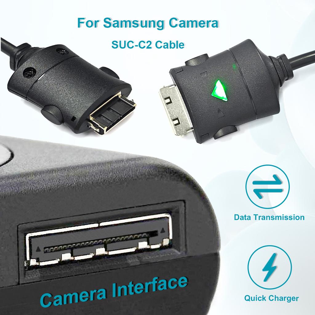 Câble USB SUC-C2 Pour Samsung L70,L73,L74,L730,L830,L83T,U-CA5,NV3,NV5,NV7,i5,i6,i7,i70,i85,NV8,NV10,NV11,NV15 Câble de chargement