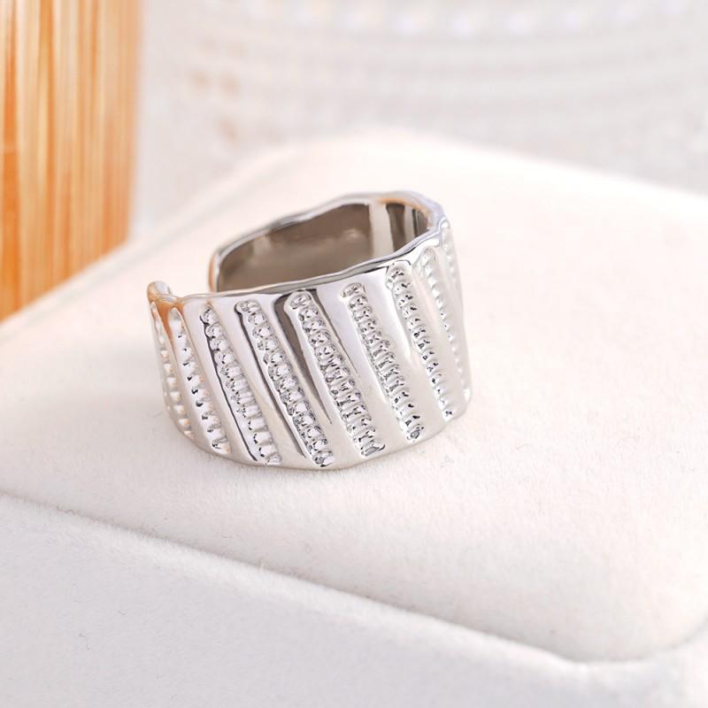 Adjustable Open Ring Women Men Gold Plated Wide Band Geometric Minimalist Stackable Fashion Jewelry White Gold Wide Band