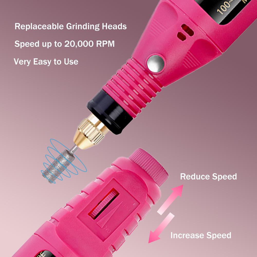 YIKOOLIN Acrylic Nail Drill Kit 20000 RPM Electric Nail File Portable Gel Remover with Drill Bits Nail Care Tools Set
